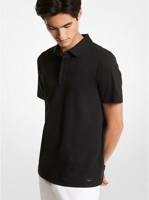 Men Michael Kors Cotton Polo Shirts Black | KBHDTP-689