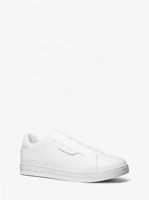 Men Michael Kors Keating Leather Slip-On Sneakers White | ZQHRIK-984