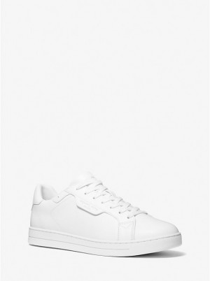 Men Michael Kors Keating Leather Sneakers White | CQORKV-048