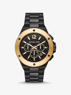 Men Michael Kors Oversized Lennox Two-Tone Watches Black | DMAXVR-967