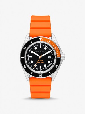 Men Michael Kors Oversized Maritime Silicone Watches Orange | RXFCAS-319