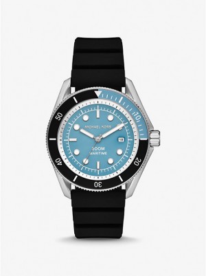 Men Michael Kors Oversized Maritime Silicone Watches Black | LABNMI-910