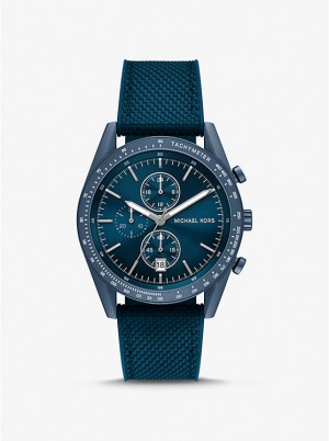 Men Michael Kors Oversized Warren Blue-Tone and Nylon Watches Navy | TAJMGH-409