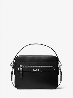 Men Michael Kors Varick Leather Crossbody Bags Black | JAUFIB-109