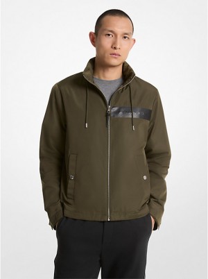 Men Michael Kors Woven Windbreaker Jackets Dark Green | YQELAX-406