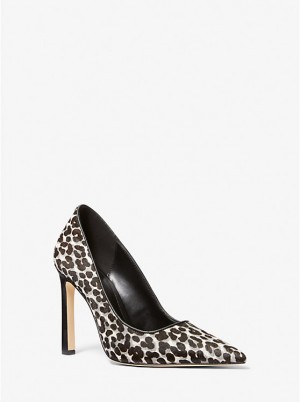 Women Michael Kors Amara Leopard Print Calf Hair Pumps Black | WGNRAY-614