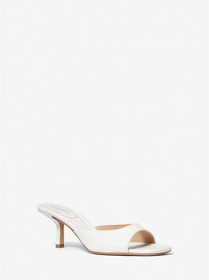 Women Michael Kors Anita Leather Sandals White | TYXQOK-315