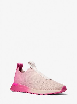 Women Michael Kors Bodie Logo Tape Ombré Mesh Slip-On Sneakers White | EVRPJT-127