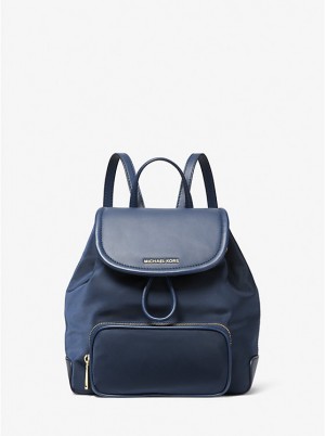 Women Michael Kors Cara Small Nylon Backpack Navy | ONMFZV-387