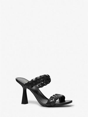 Women Michael Kors Clara Braided Sandals Black | DUGNQY-356