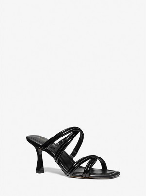 Women Michael Kors Corrine Patent Sandals Black | DVLUWH-981