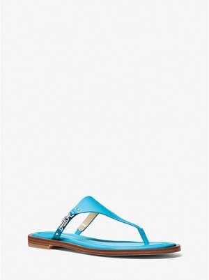 Women Michael Kors Daniella Leather Sandals Blue | YNZSEU-152