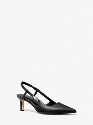 Women Michael Kors Daniella Leather Slingback Pumps Black | CNQVEB-502