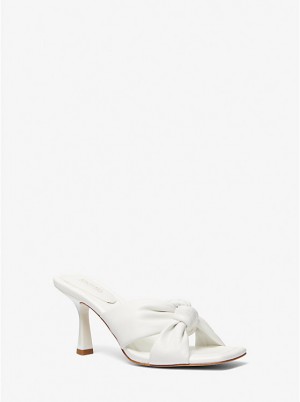 Women Michael Kors Elena Leather Sandals White | TBJIEC-295