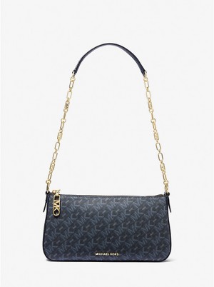 Women Michael Kors Empire Medium Chain-Link Handbag Navy | XOPHUB-724