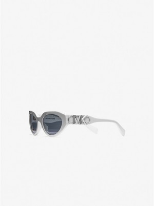 Women Michael Kors Empire Oval Sunglasses White | ZDHJXI-459