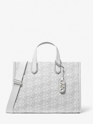 Women Michael Kors Gigi Large Empire Signature Logo Tote Bag Grey | XHNFPL-067