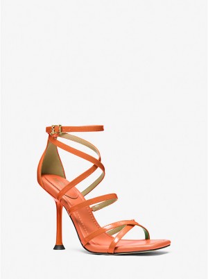 Women Michael Kors Imani Patent Leather Sandals Apricot | AHSKQC-062