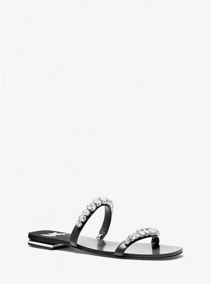 Women Michael Kors Jessa Embellished Sandals Black | YXFILZ-479