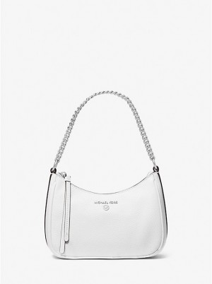 Women Michael Kors Jet Set Charm Small Leather Pochette Handbag White | KGQESH-036