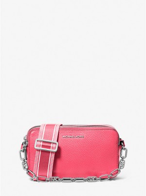 Women Michael Kors Jet Set Small Pebbled Leather Double-Zip Crossbody Bags Pink | DARKGP-231