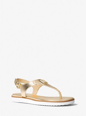 Women Michael Kors Jilly Metallic Sandals Gold | PCXBJN-812