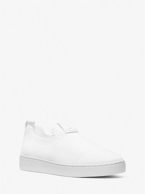 Women Michael Kors Juno Stretch Knit Slip-On Sneakers White | CQXBDW-587