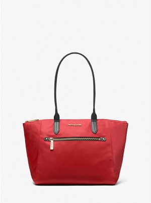 Women Michael Kors Kelsey Medium Nylon Tote Bag Red | AWGZSF-158