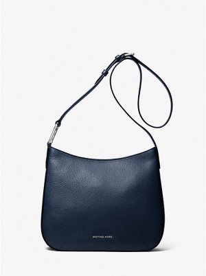 Women Michael Kors Kensington Large Pebbled Leather Crossbody Bags Navy | QMUGKY-326