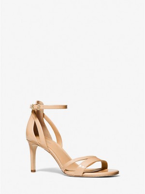 Women Michael Kors Kimberly Patent Sandals Light Pink | BHKQVD-238