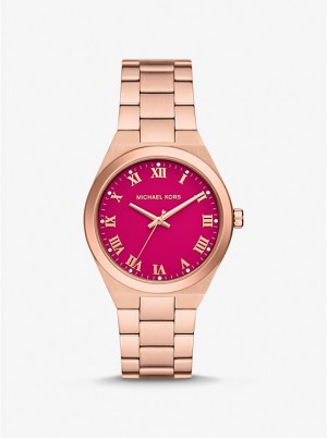 Women Michael Kors Lennox Rose Gold-Tone Watches Pink | LOUNMR-790