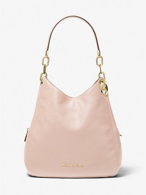 Women Michael Kors Lillie Large Pebbled Leather Shoulder Bags Pink | UWMPNK-174