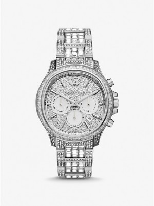 Women Michael Kors Limited-Edition Oversized Sage Pavé Silver-Tone Watches Silver | FOLTRI-467