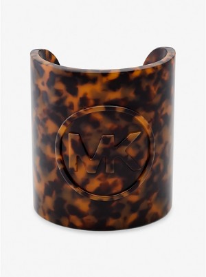 Women Michael Kors Logo Tortoiseshell Acetate Cuff Bracelets Brown | LBVIXW-148