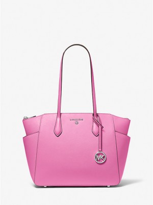 Women Michael Kors Marilyn Medium Saffiano Leather Tote Bag Pink | FUNSWP-698