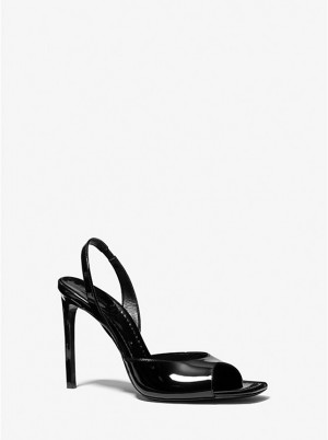 Women Michael Kors Marisa Patent Leather Sandals Black | SLTFEV-253