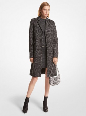 Women Michael Kors Metallic Snake Jacquard Coats Black / Silver | ZPVQAB-240