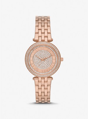 Women Michael Kors Mini Darci Pavé Rose Gold-Tone Watches Rose Gold | RKTBLF-357