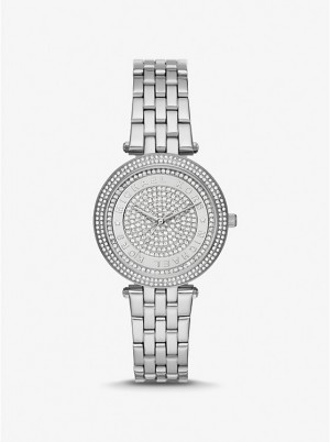 Women Michael Kors Mini Darci Pavé Silver-Tone Watches Silver | UFSDGR-149