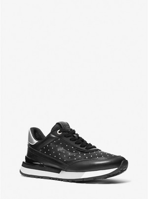 Women Michael Kors Nova Embellished Mesh Sneakers Black | NYPEQF-901