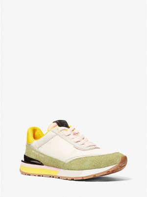 Women Michael Kors Nova Suede and Nylon Sneakers Yellow | AHLRZT-396