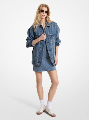 Women Michael Kors Oversized Denim Jackets Blue Wash | AUHGDR-389