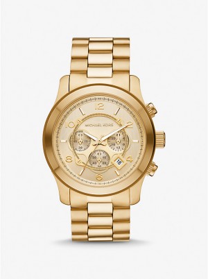 Women Michael Kors Oversized Runway Gold-Tone Watches Gold | EPNUVA-286