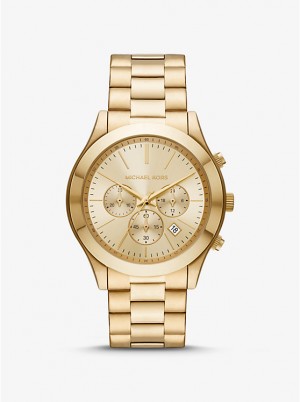 Women Michael Kors Oversized Slim Runway Gold-Tone Watches Gold | WEILAB-521