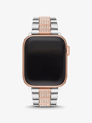 Women Michael Kors Pavé Two-Tone Strap For Apple® Watches Black | VWUMHK-186