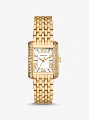 Women Michael Kors Petite Emery Pavé Gold-Tone Watches Gold | ZRDSXW-271