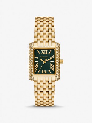 Women Michael Kors Petite Emery Pavé Gold-Tone Watches Gold | ZREPBI-632