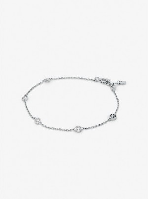 Women Michael Kors Precious Metal-Plated Sterling Silver Cubic Zirconia Bracelets Silver | GSLEMI-864