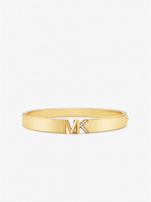 Women Michael Kors Precious Metal-Plated Brass Pavé Logo Bracelets Gold | NWAXHJ-918