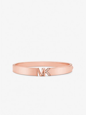 Women Michael Kors Precious Metal-Plated Brass Pavé Logo Bracelets Rose Gold | HSDNXC-687